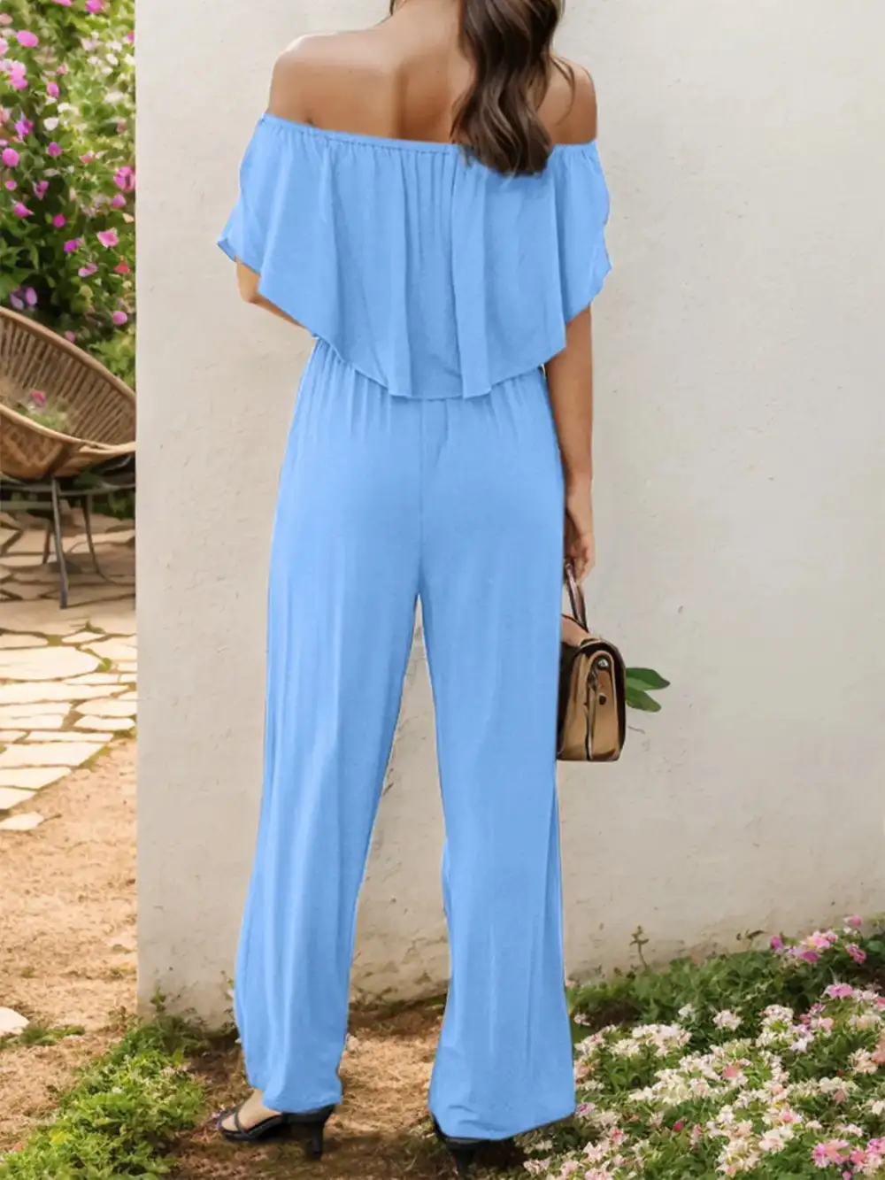 Off Shoulder Wide Leg Jumpsuit