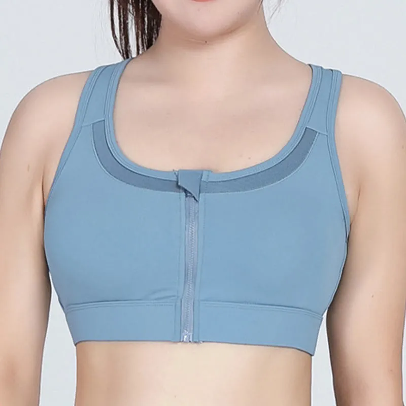 Zipper Front Closure Sports Wireless Bra Yoga Bra