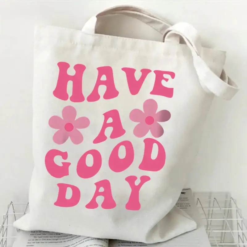Groovy Retro Graphic Canvas Tote Bag