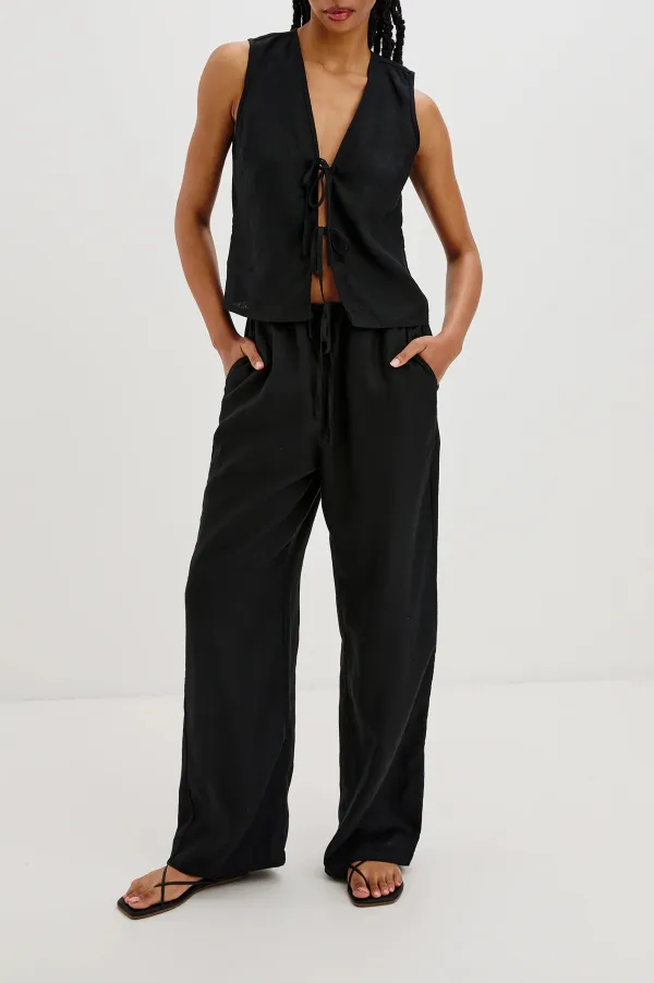 Solid-Color Lace Linen Top