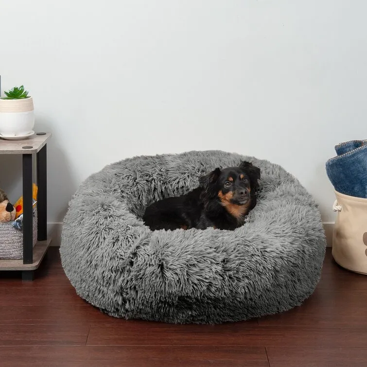 Calming Cuddler Long Fur Donut Bed