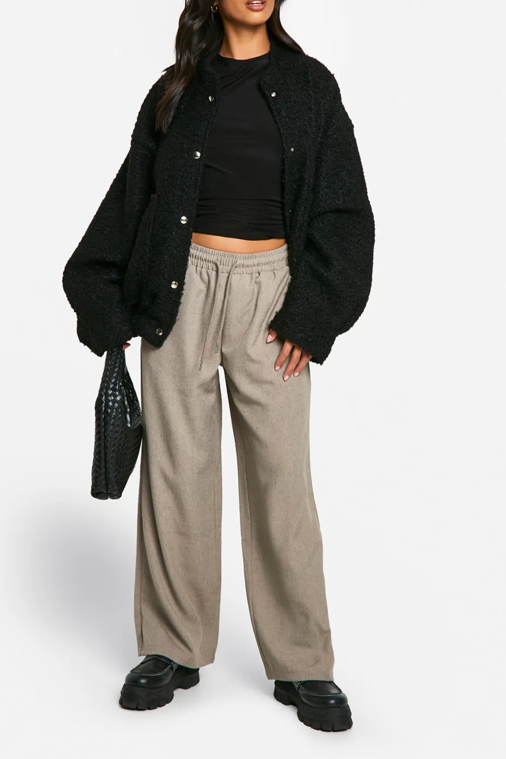 Loose Wide Leg Elastic Waist Women's Trousers