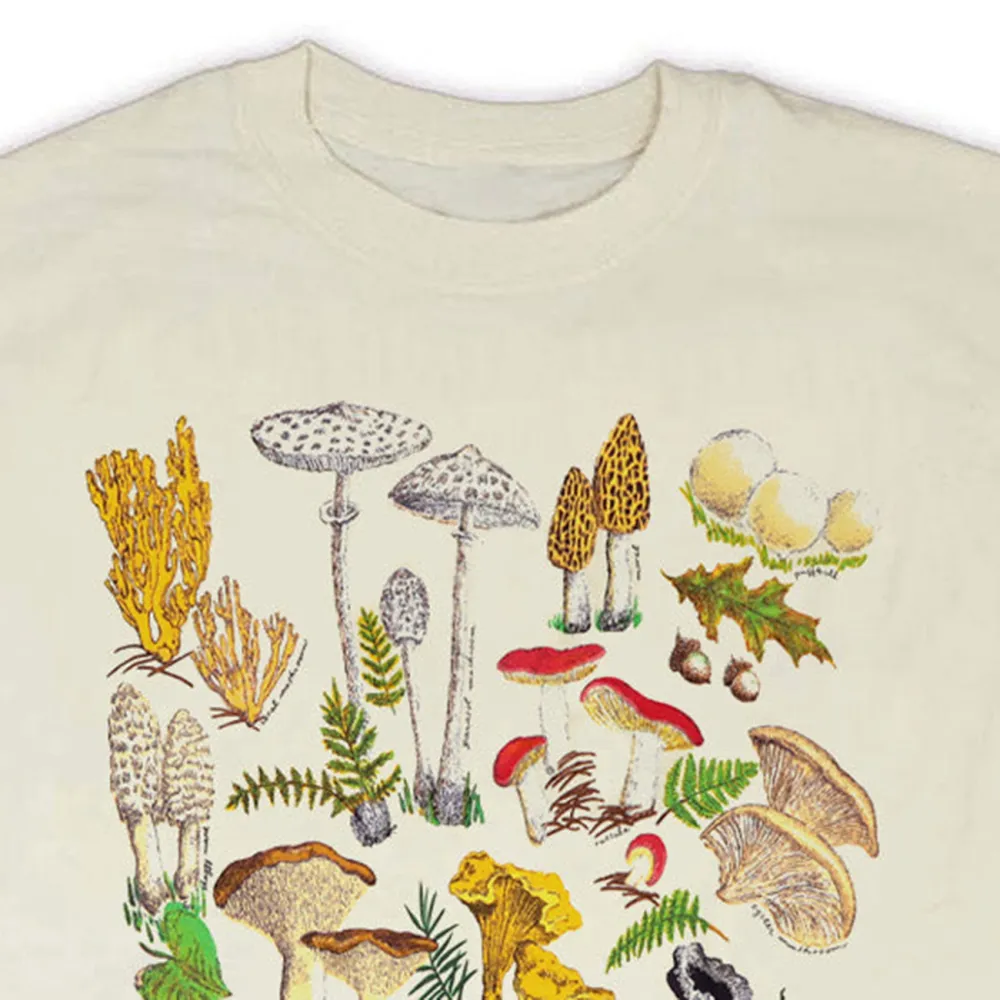 Mushroom Print Women's Long Sleeved Round Neck T-Shirt