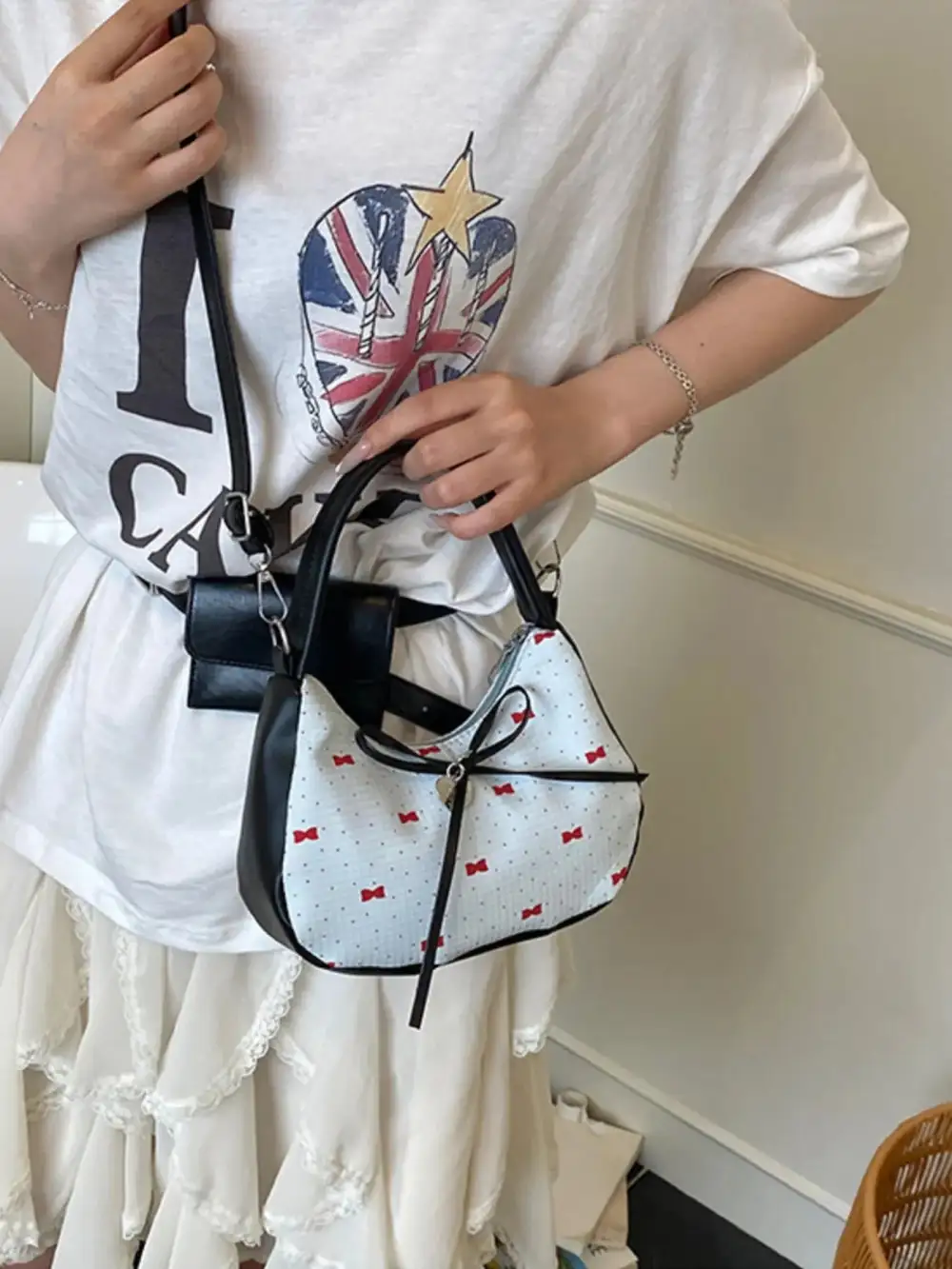 Bow Accent Shoulder Bag