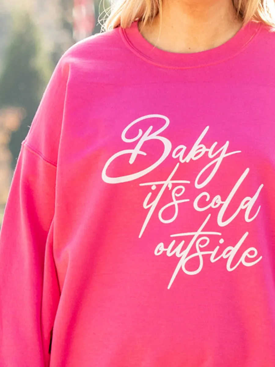 Letter Pattern Rose Red Loose Hoodie