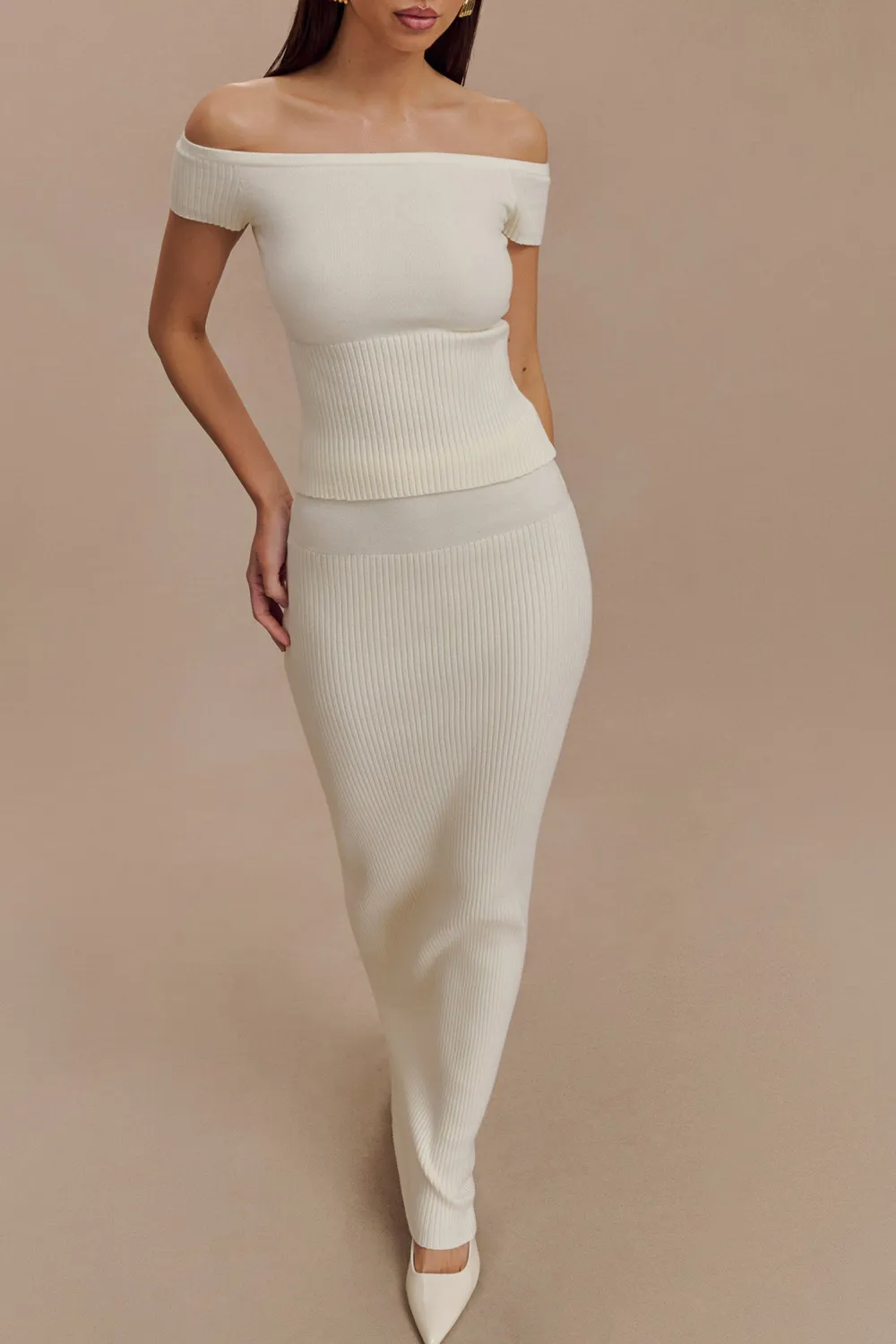 Ribbed Skinny Knit Maxi Skirt
