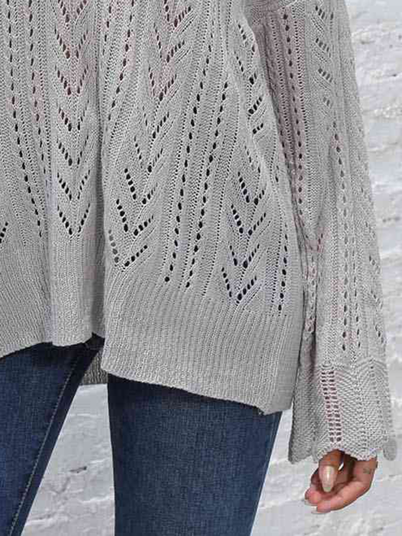 Openwork V-Neck Sweater