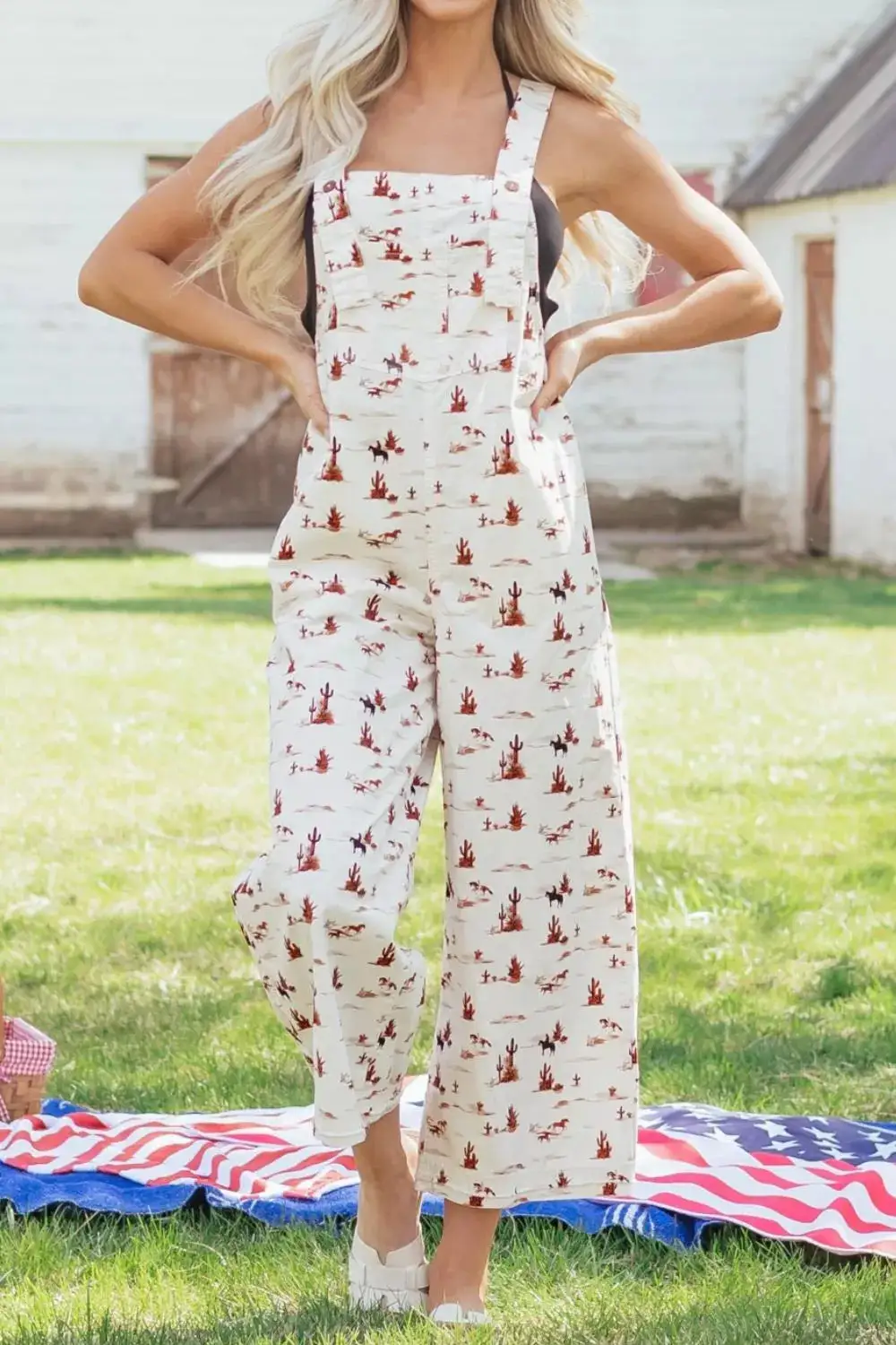 Button Front Western Jumpsuit