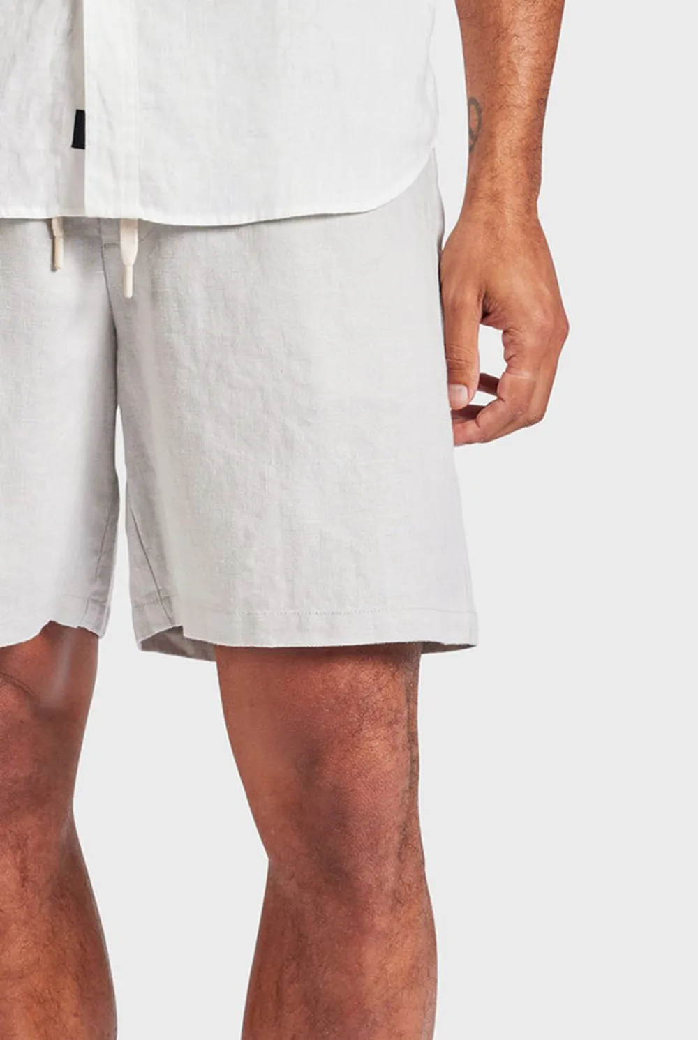 Jeff Linen Short-Ice grey