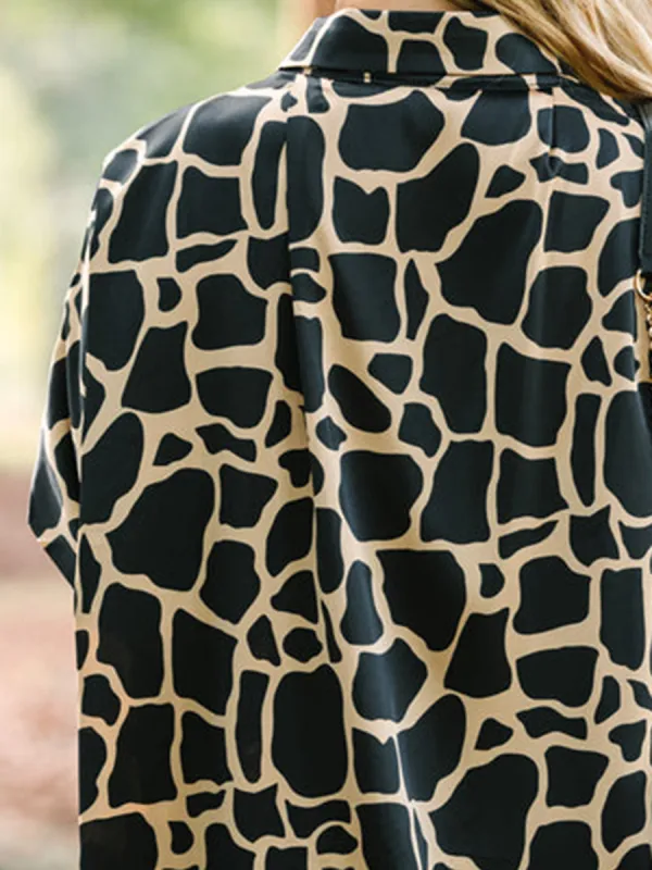 Black Giraffe Print Blouse