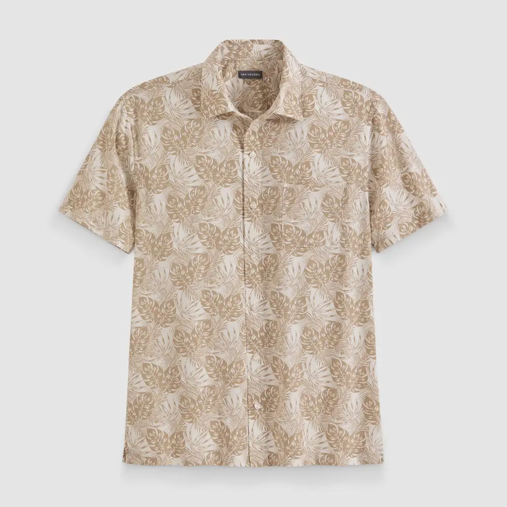 Mono Print Short Sleeve Camp Shirt