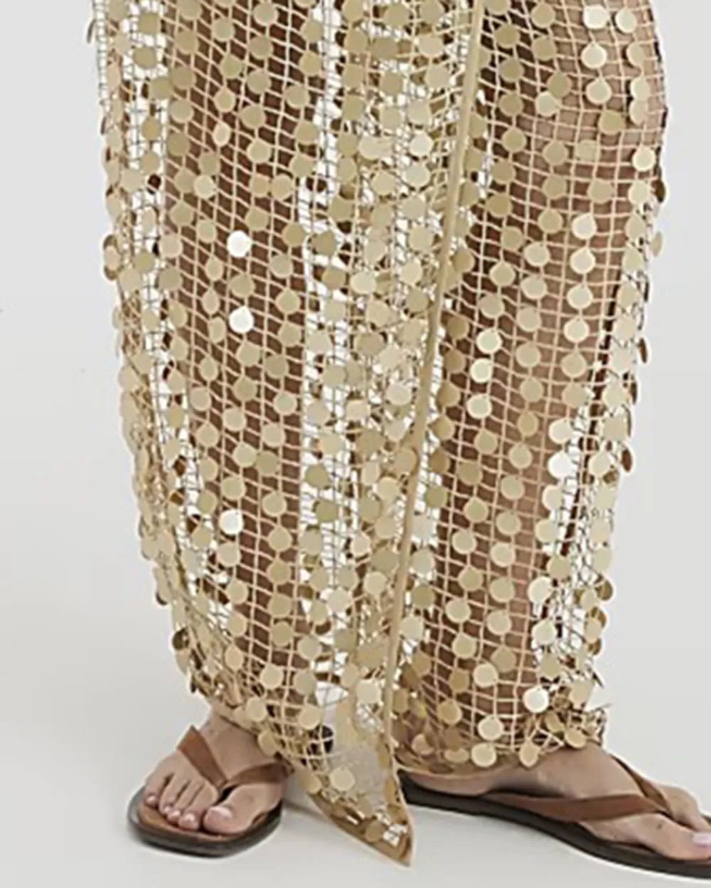 Gold Sequin Art Style Women's Long Skirts