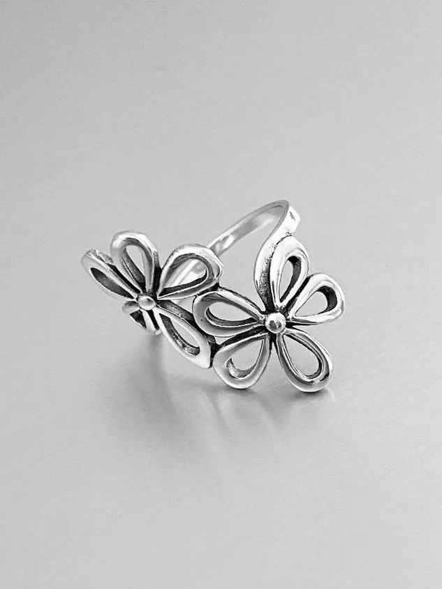 Boho Vintage Floral Cutout Open Ring Beach Vacation Ethnic Jewelry