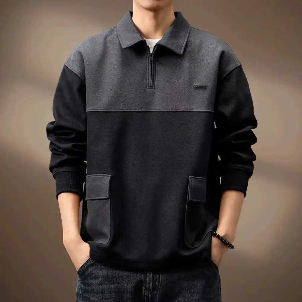 Structured Long Sleeve Collar Polo
