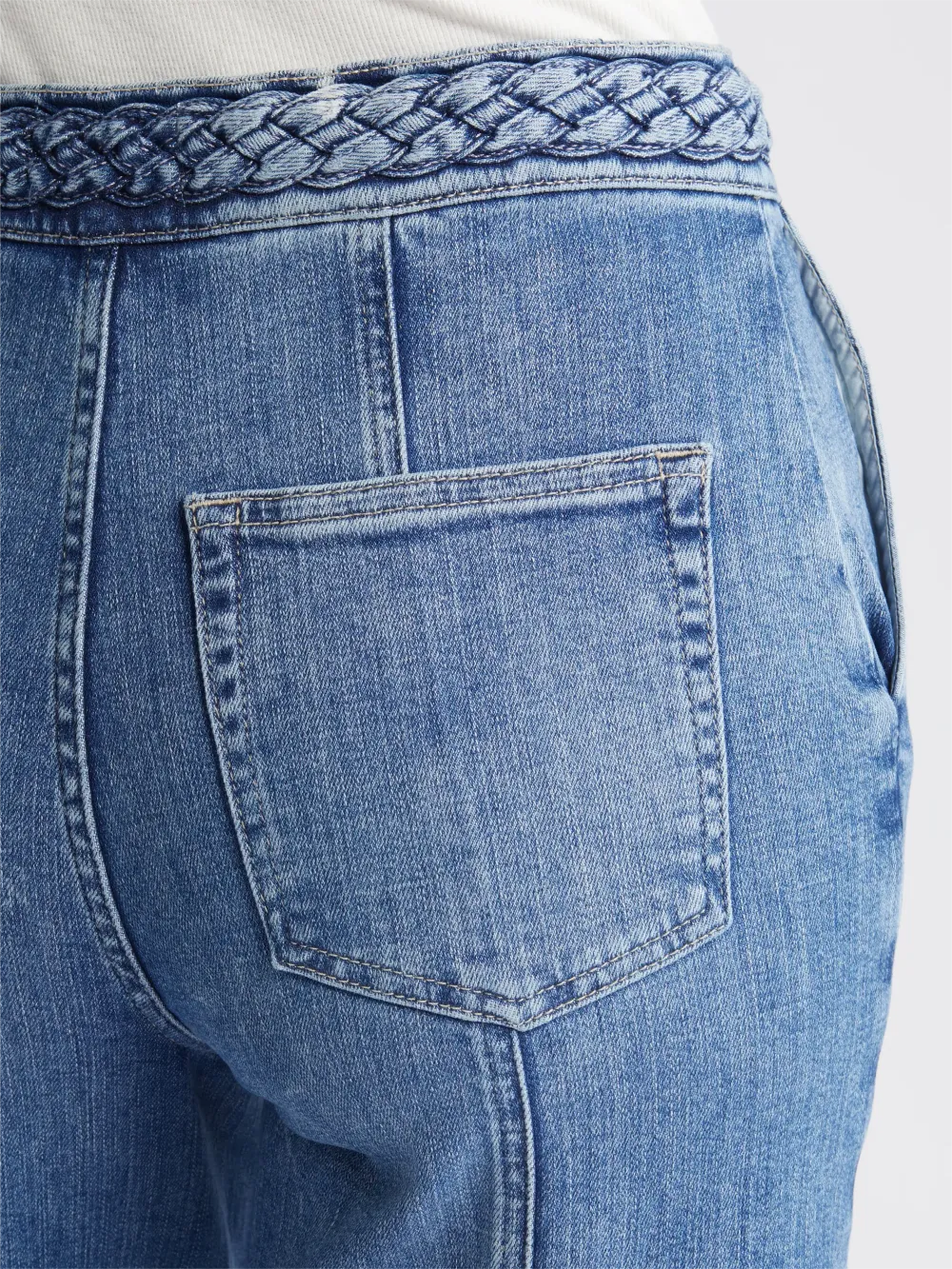 Wide Leg Patch Pocket Jeans