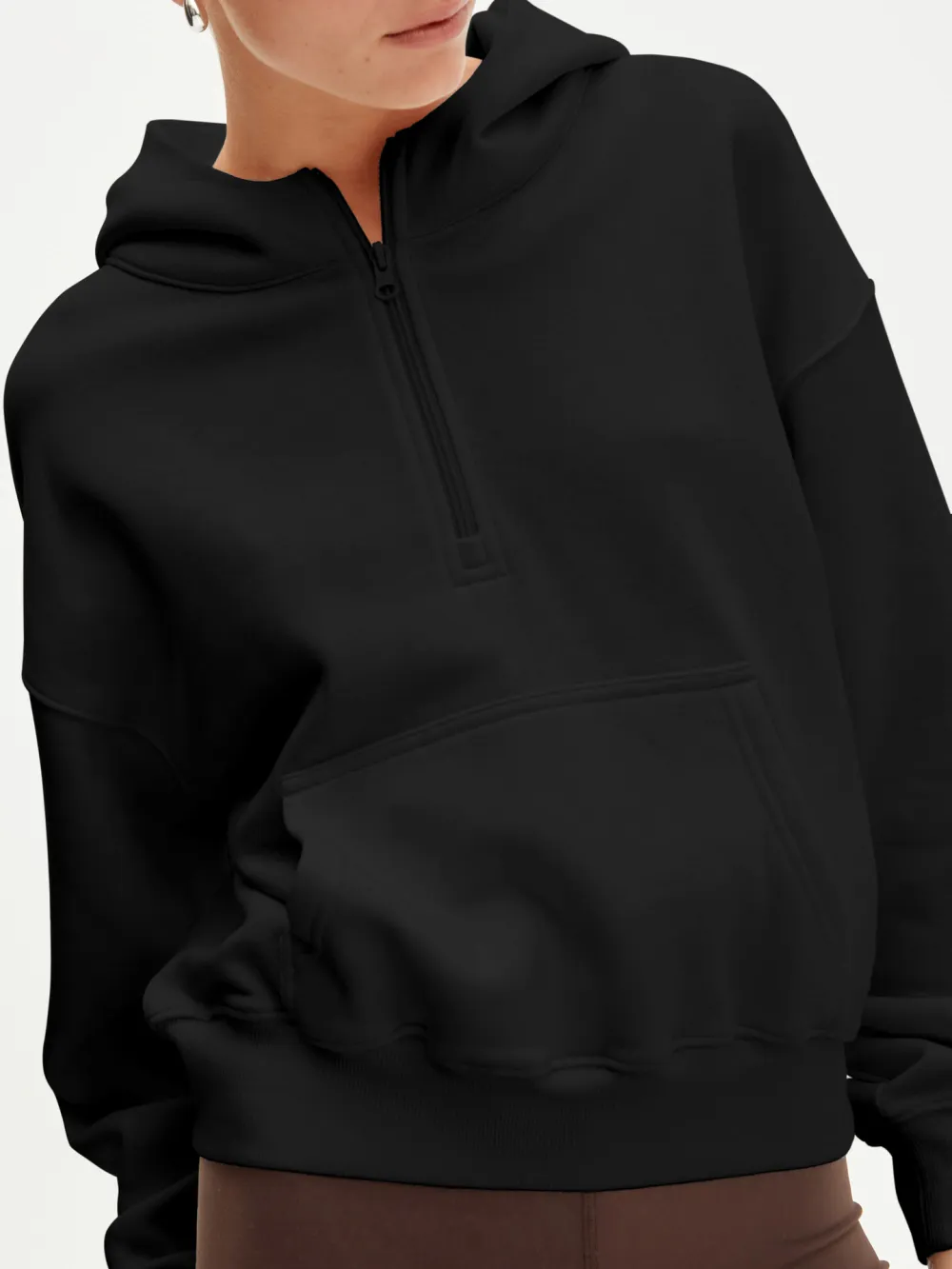 Zippered Long-sleeved Pullover Hoodie