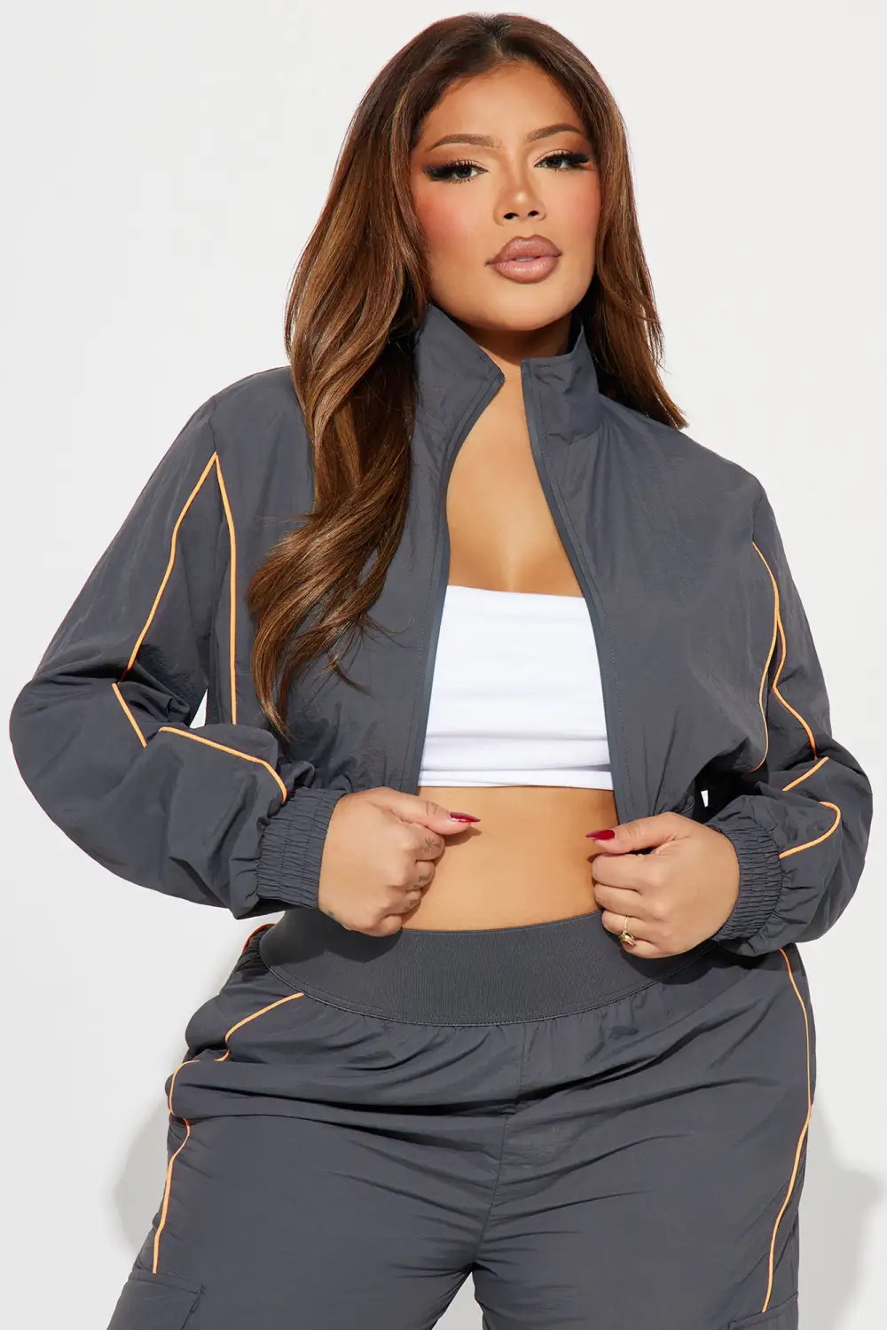 Steal The Moment Windbreaker Pant Set - Charcoal/combo
