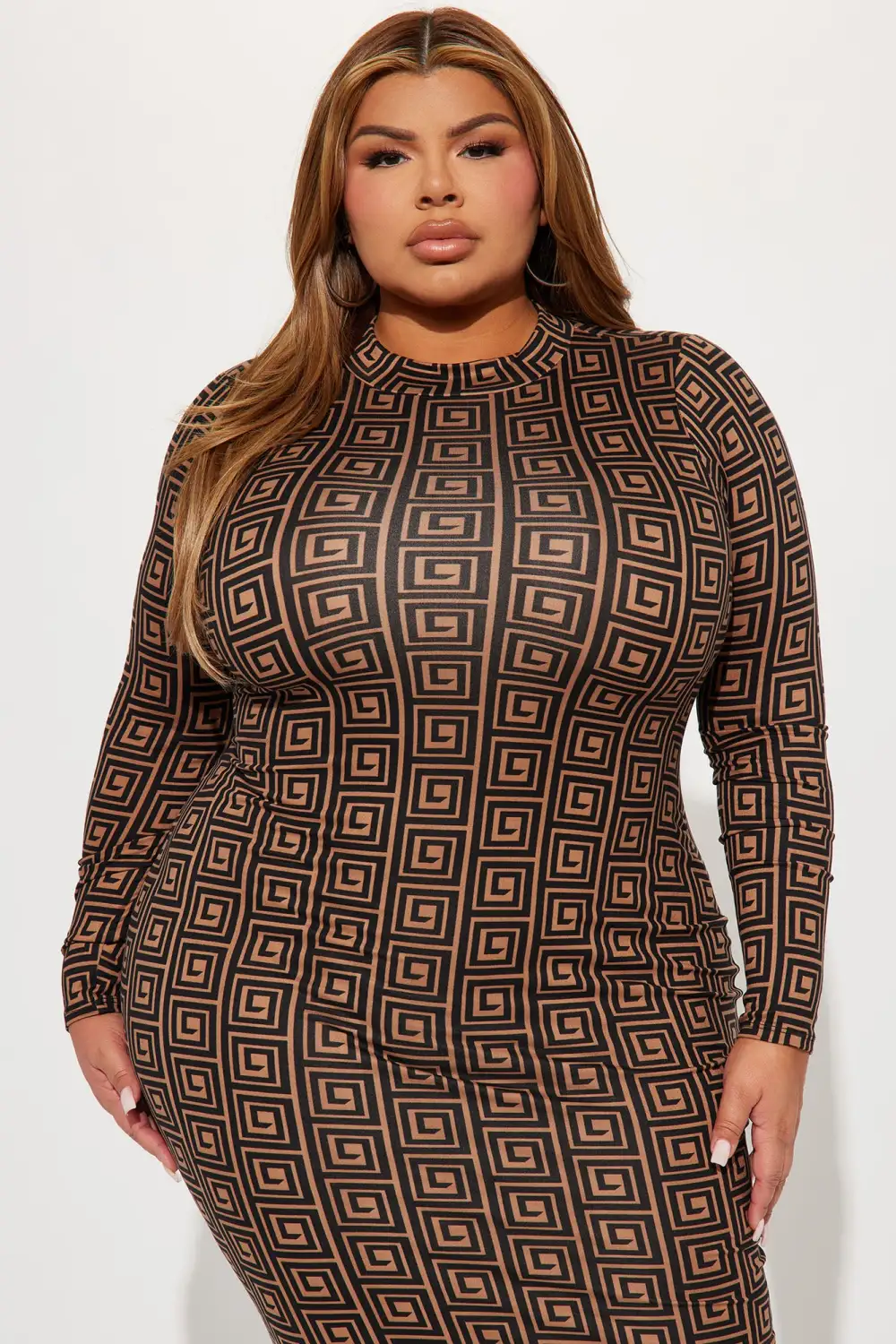 Alessandra Midi Dress - Brown
