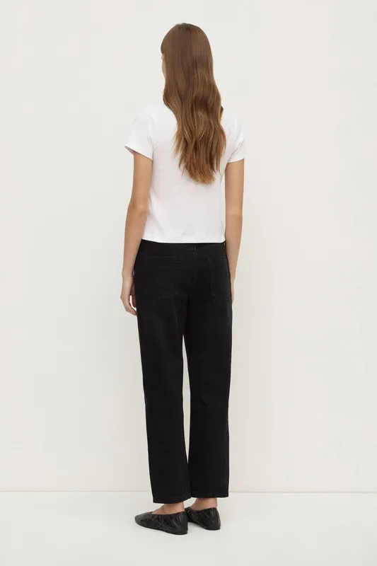 Black Twisted-Seam Straight-Leg Jeans