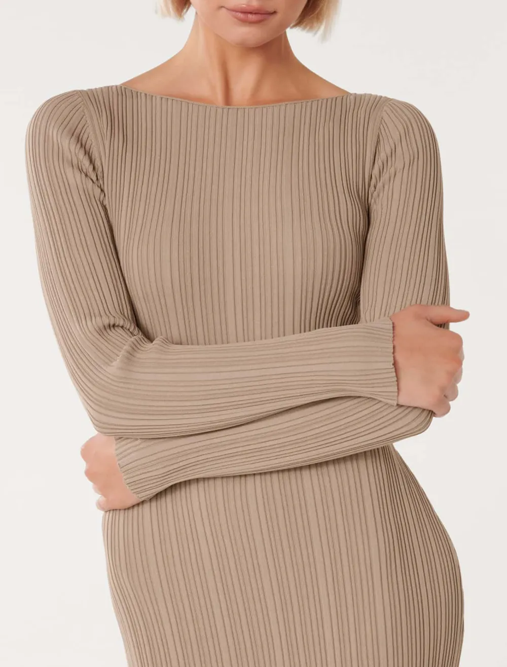Long-Sleeve Rib Knit Dress