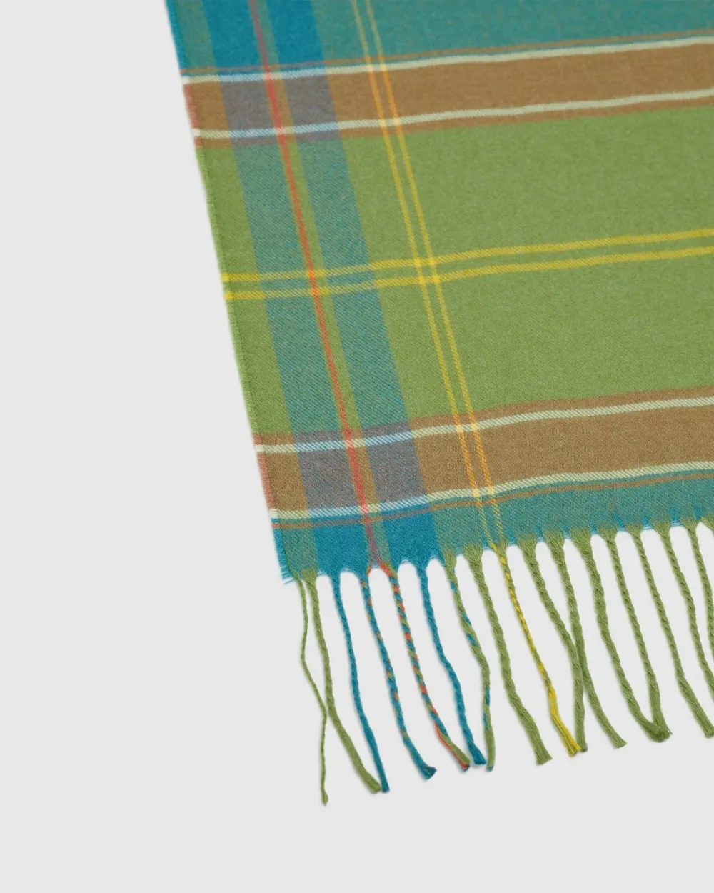 Green Plaid Tasseled Fashion Scarf