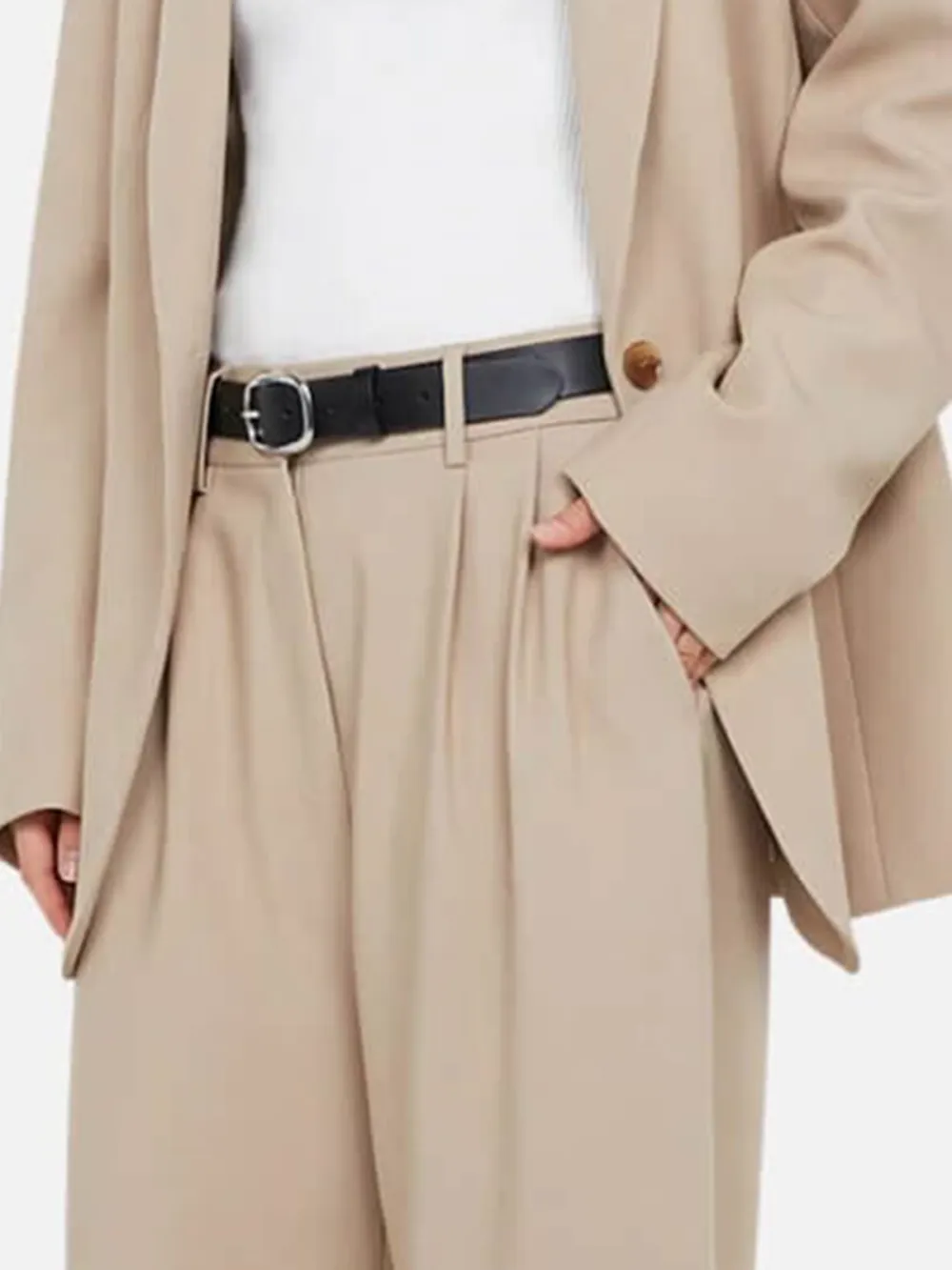 Plain Mid-Rise Pants with Pockets