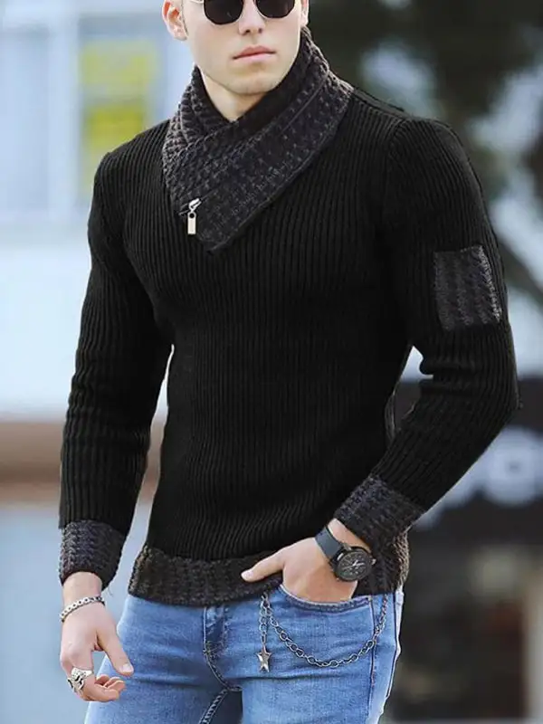 Zip Front Collared Sweater