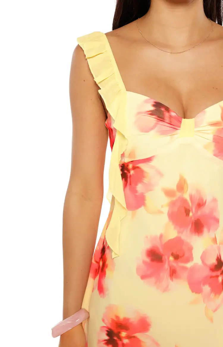 Chiffon Frills Floral Mini Dress
