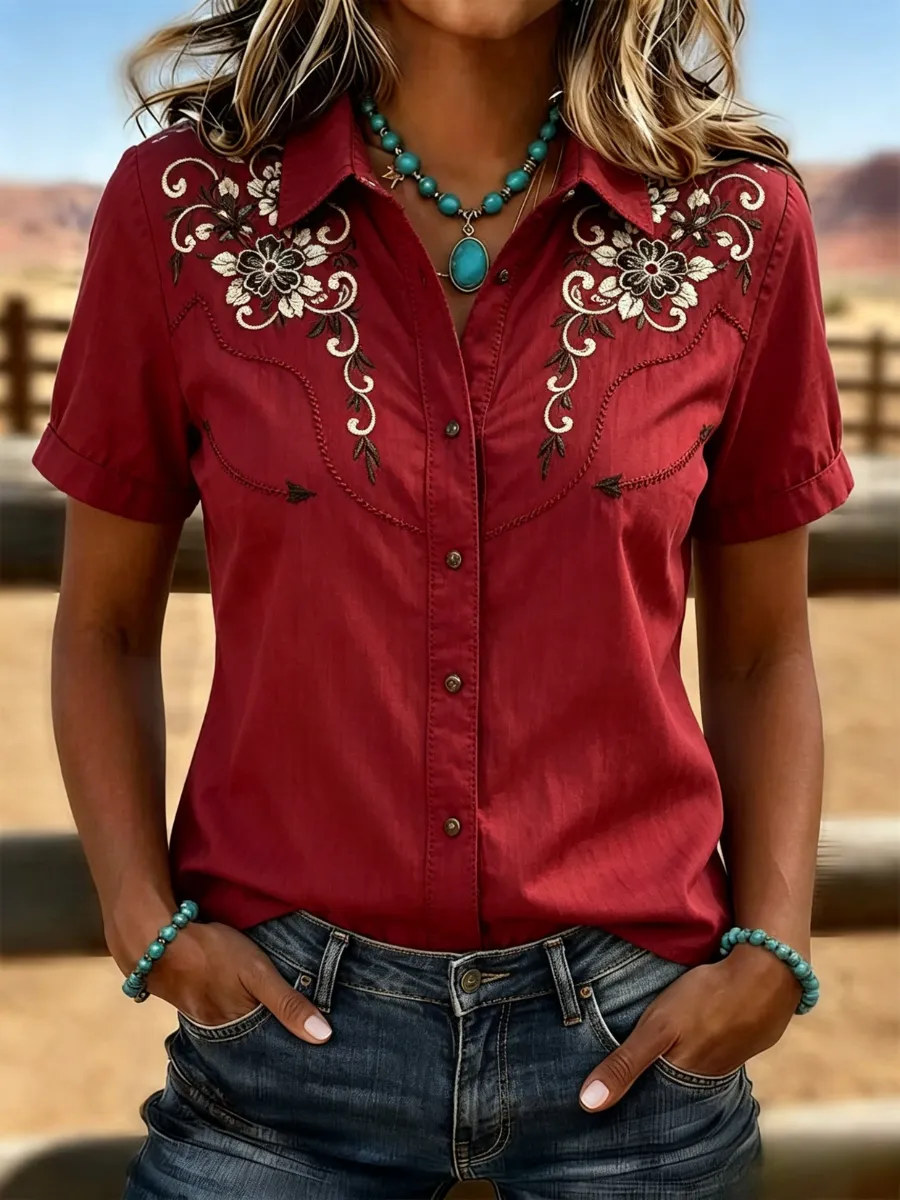 Women's Western Style Retro Printed Casual Shirt