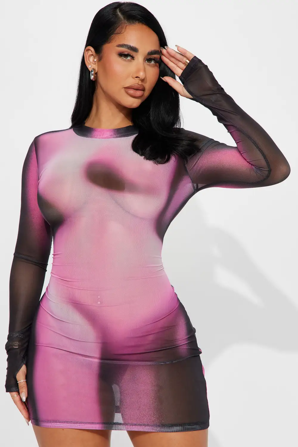 Meet You There Mesh Mini Dress - Black/combo