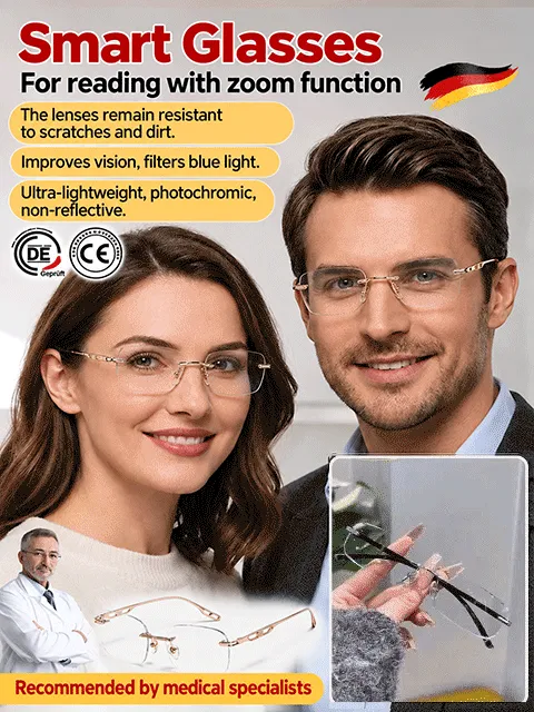 HD Photochromic Titanium Alloy Progressive Reading Glasses