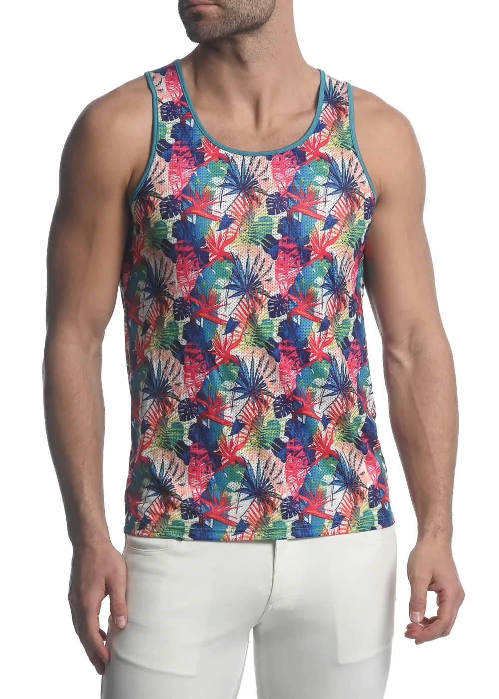 Layered Printed Mesh Tank Top