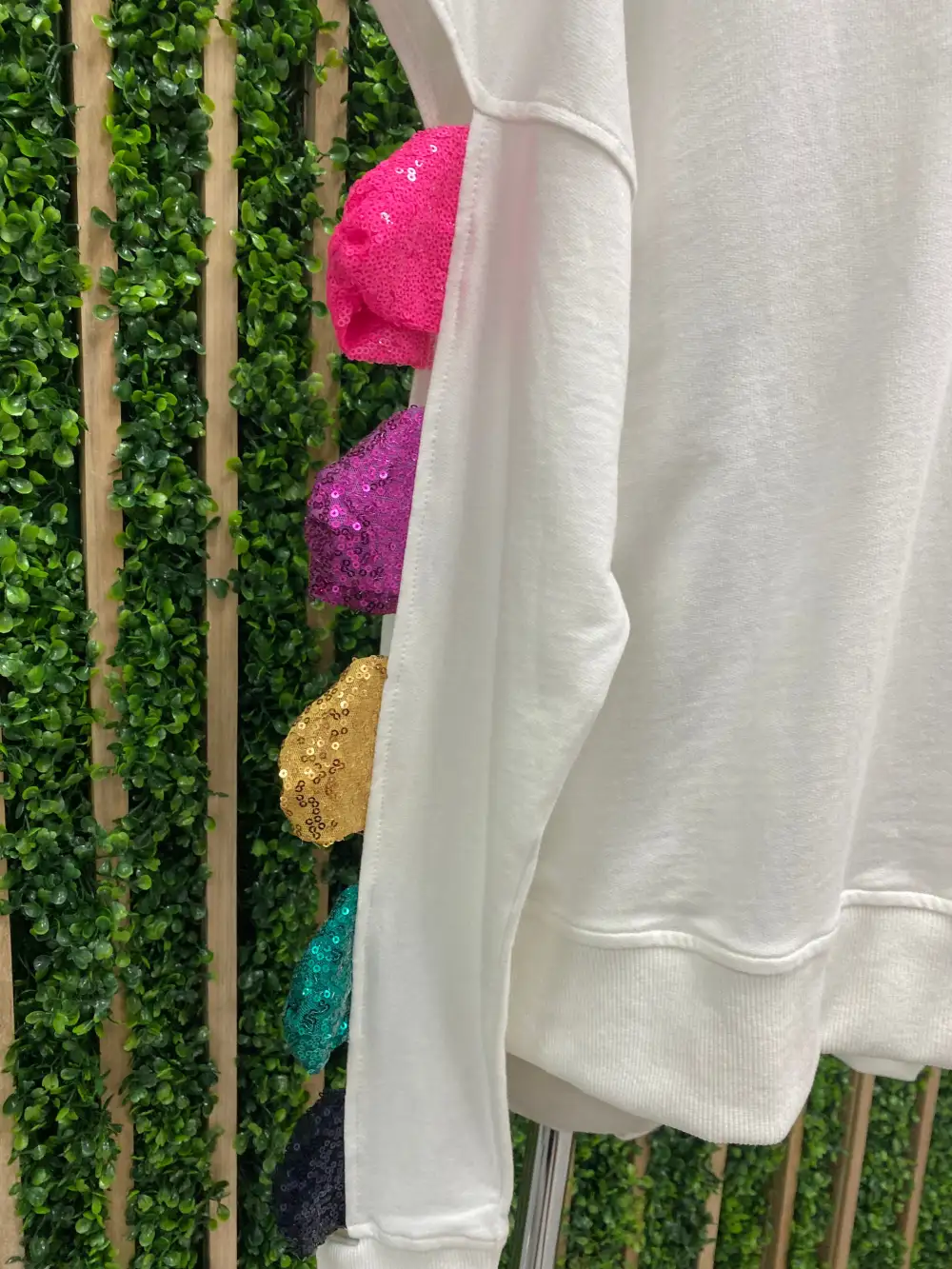 Sequin Bow Arm Sweater Top