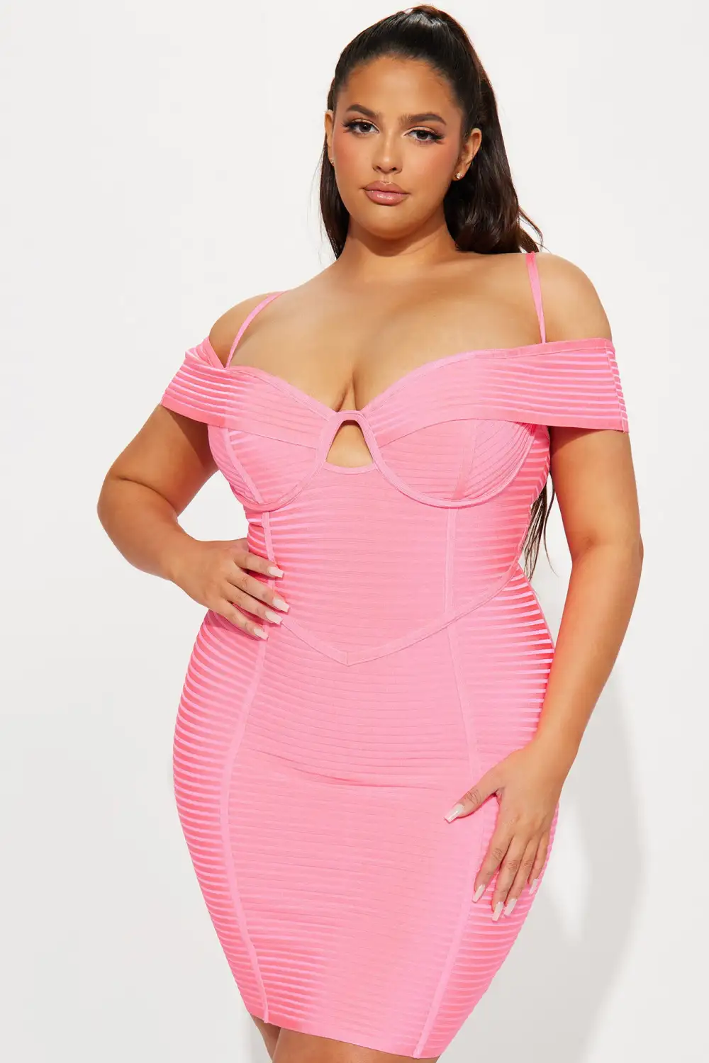 Barbie Living Bandage Mini Dress - Neon Pink