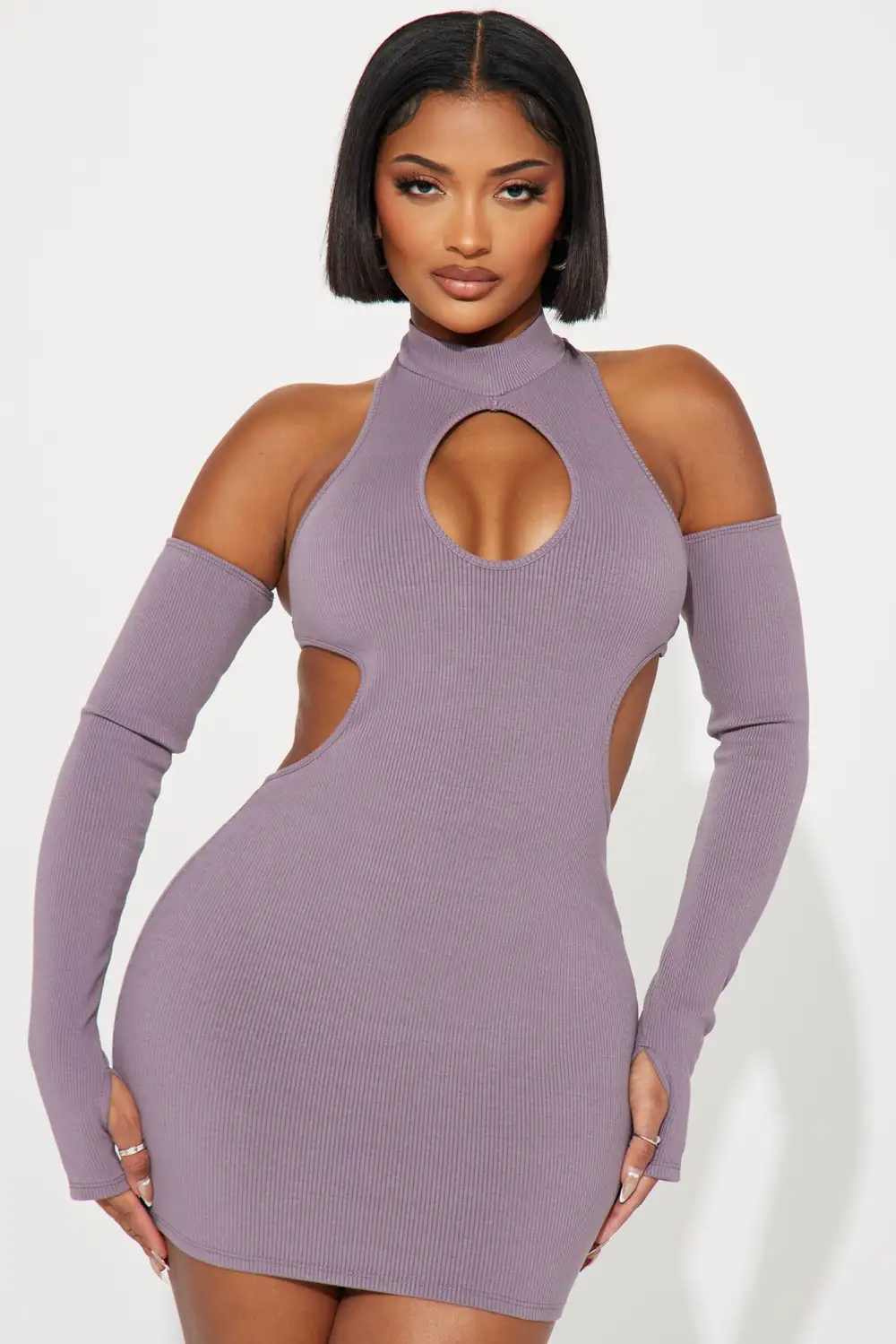 Nia Snatched Mini Dress - Bark Brown