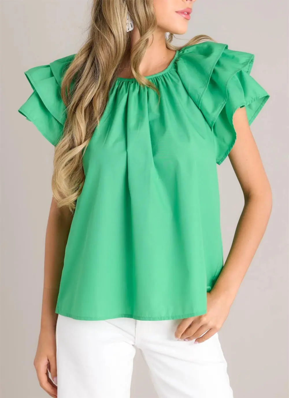 EVERYDAY RADIANCE HOT PINK RUFFLE SLEEVE TOP