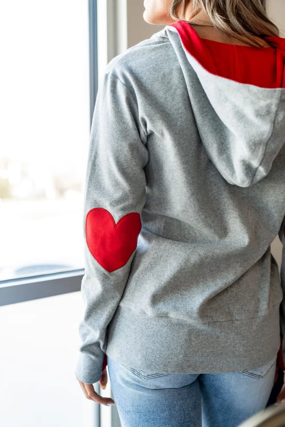 HalfZip Sweatshirt- Heart Elbow Patch