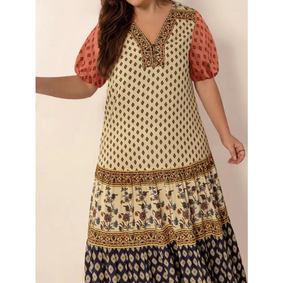 Plus Size Ruched Short Sleeve Midi Dress
