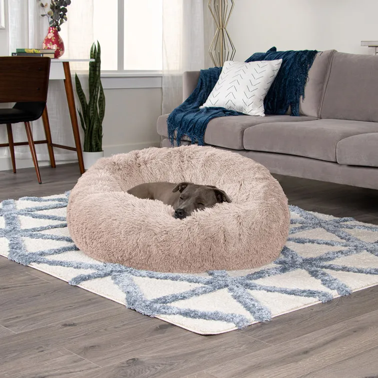 Calming Cuddler Long Fur Donut Bed