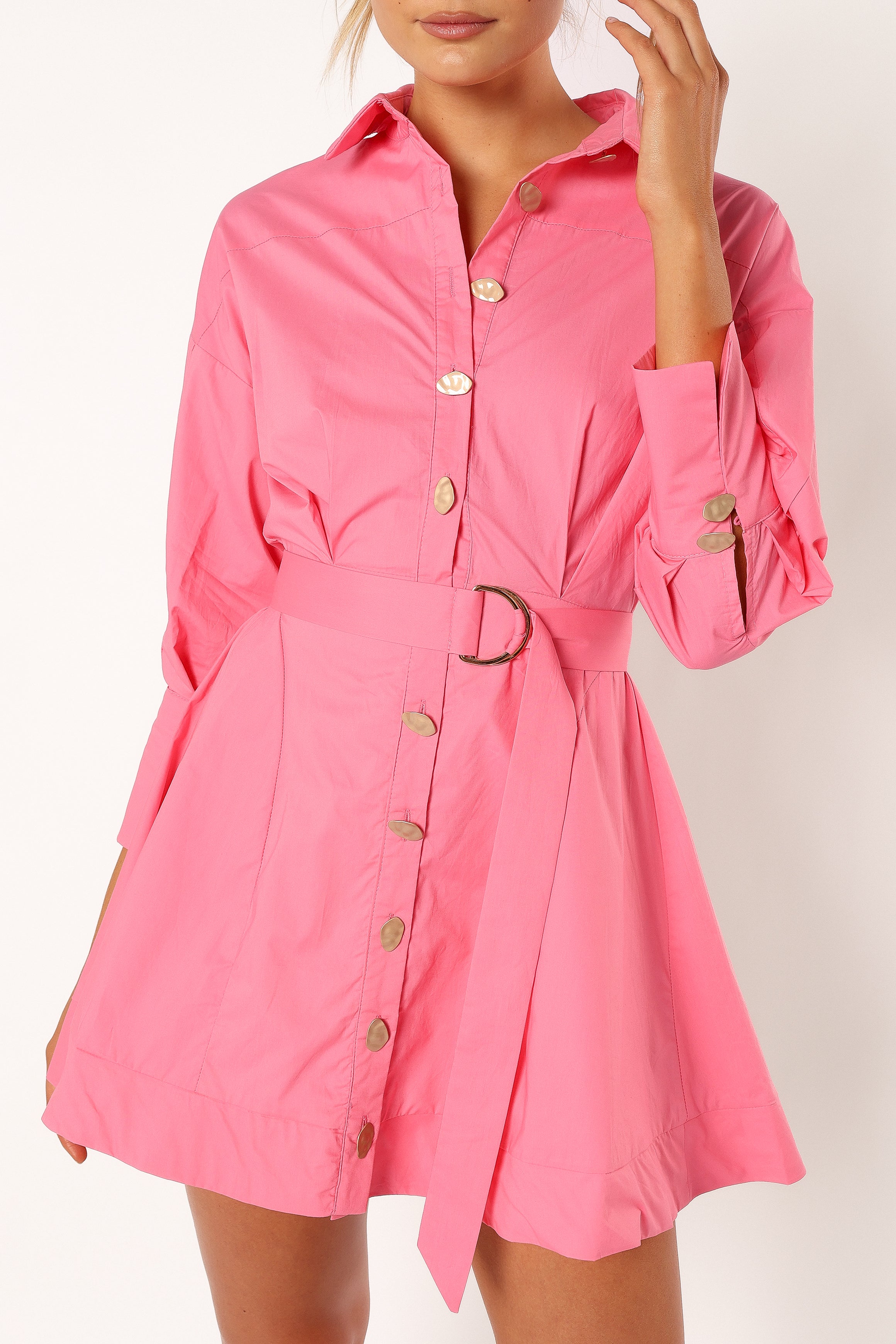 Julia Belted Mini Dress - Pink