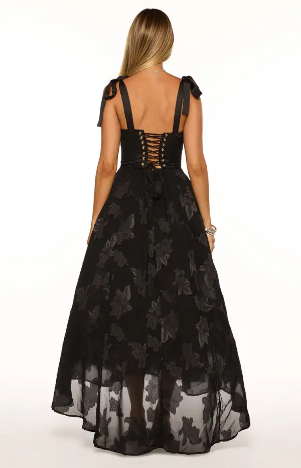 Satin A Line V Neck Maxi Dress