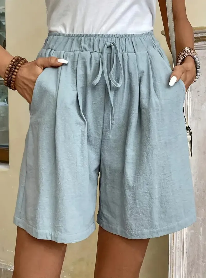 Solid High Waisted Shorts