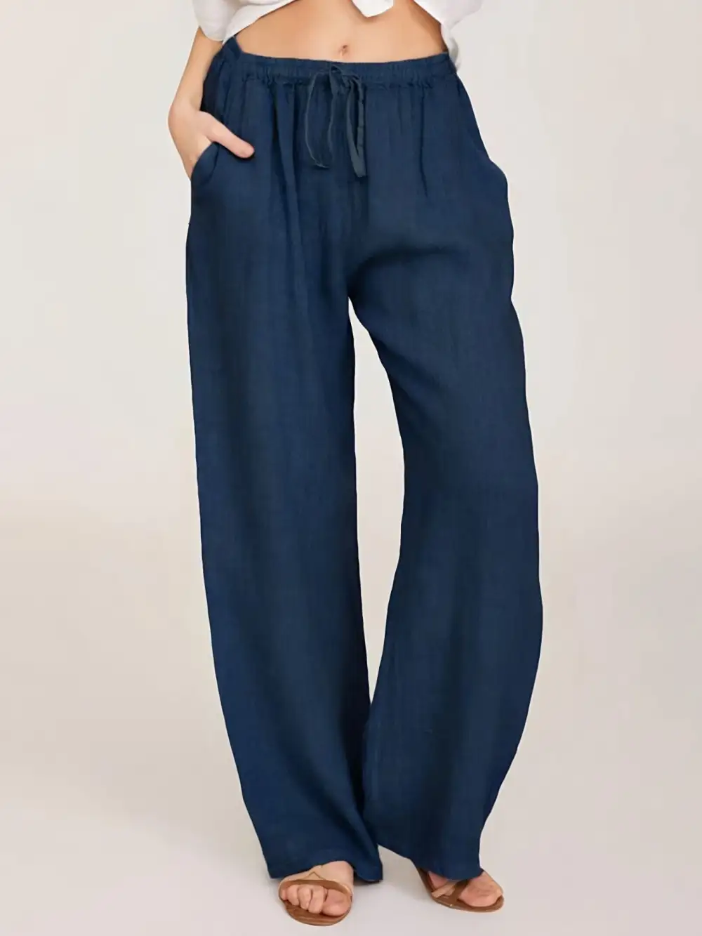 Easygoing Drawstring Wide Leg Pants