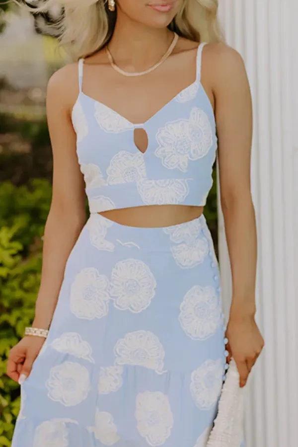 French Cotton Art Floral Hollow Vest