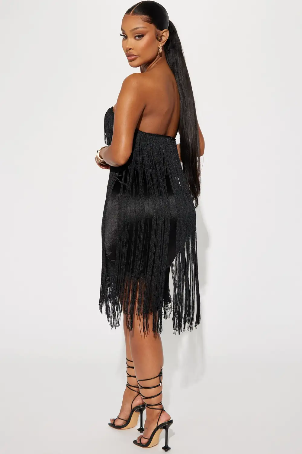 Farrah Fringe Mini Dress - Black