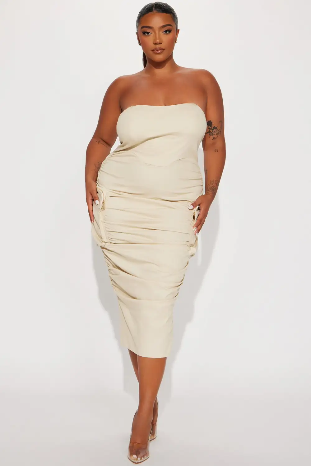 Camila Cargo Midi Dress - Beige