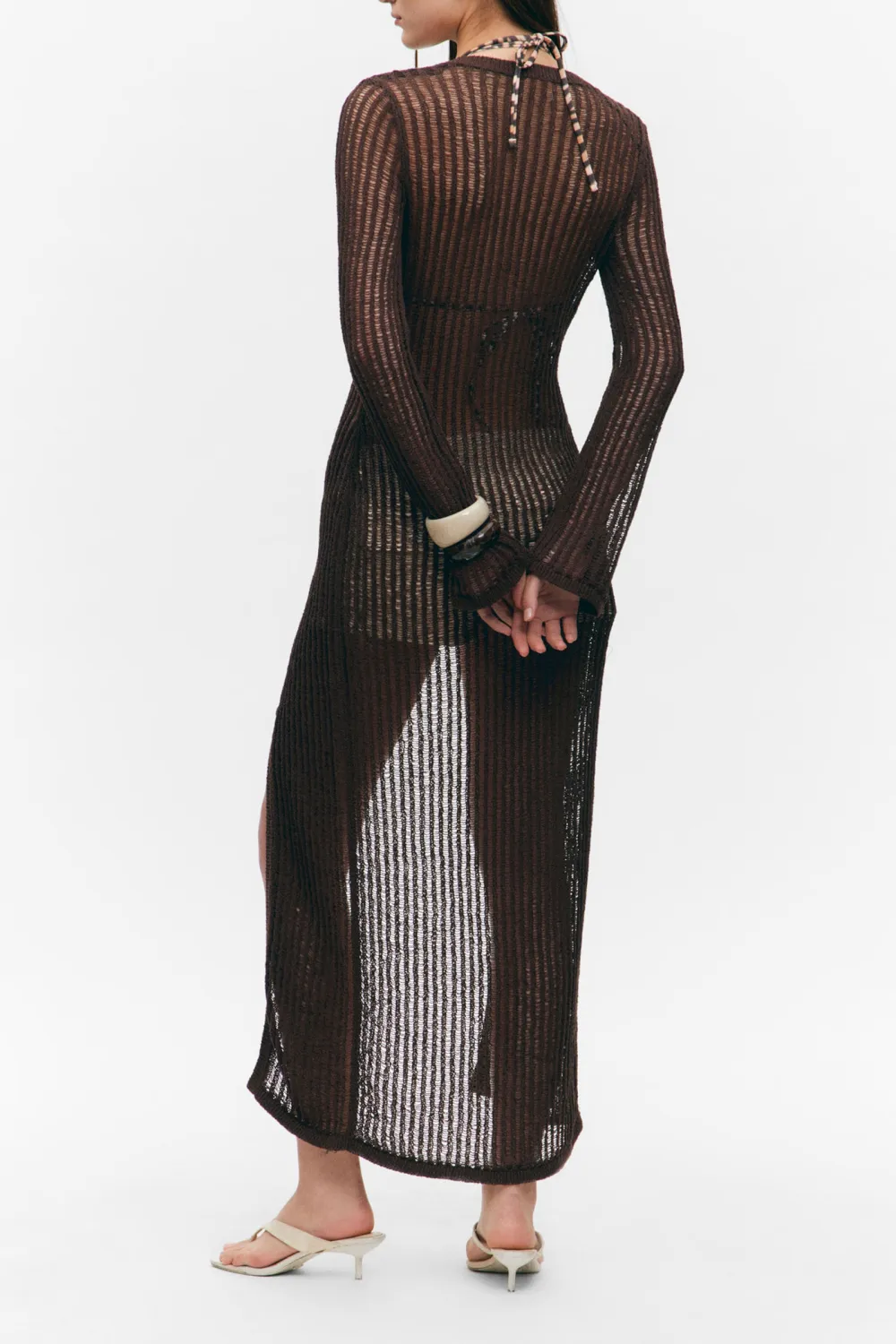 Hollow V-Neck Long Cardigan