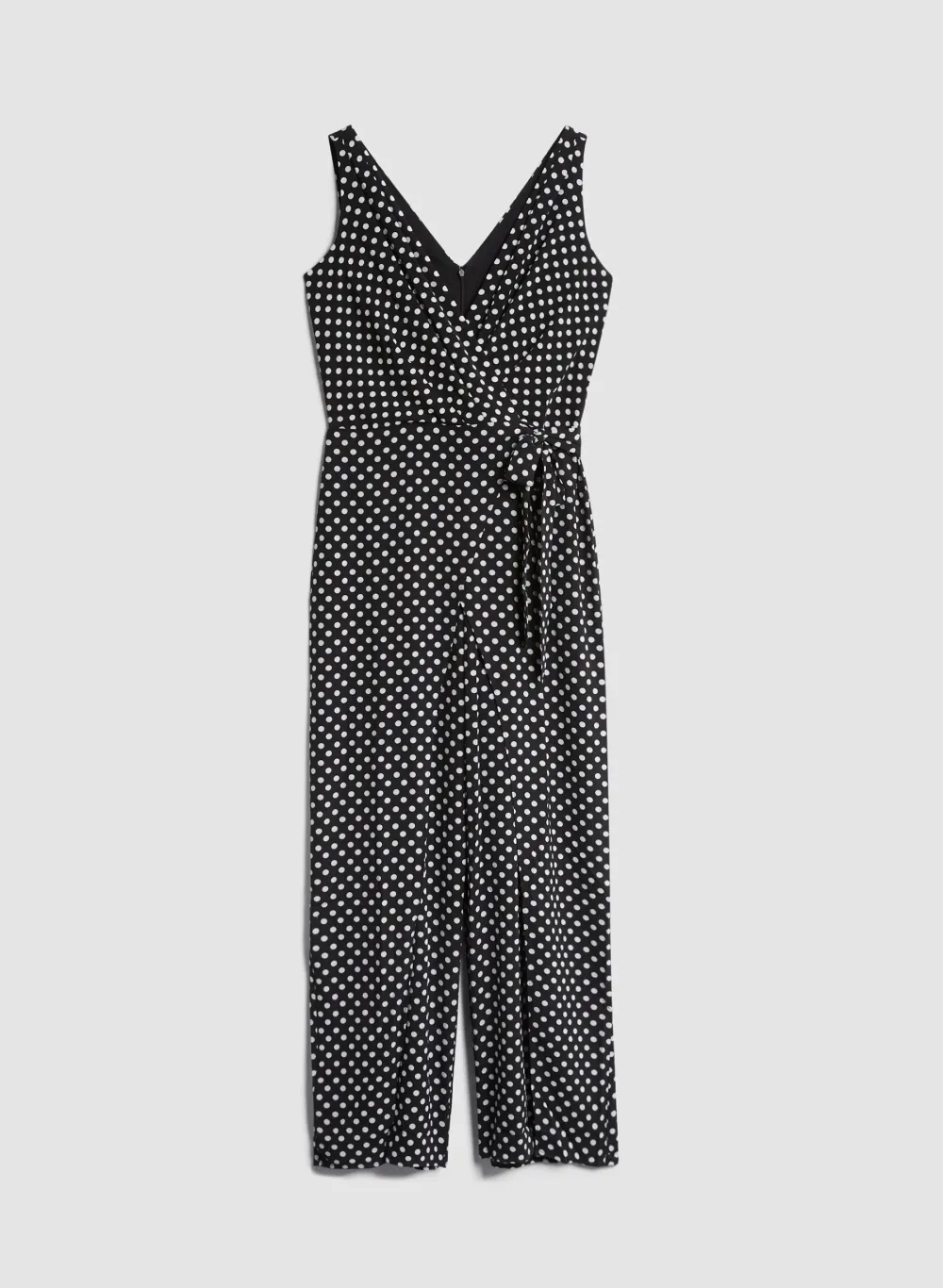 V-Neck Polka Dot Wide-Leg Jumpsuit