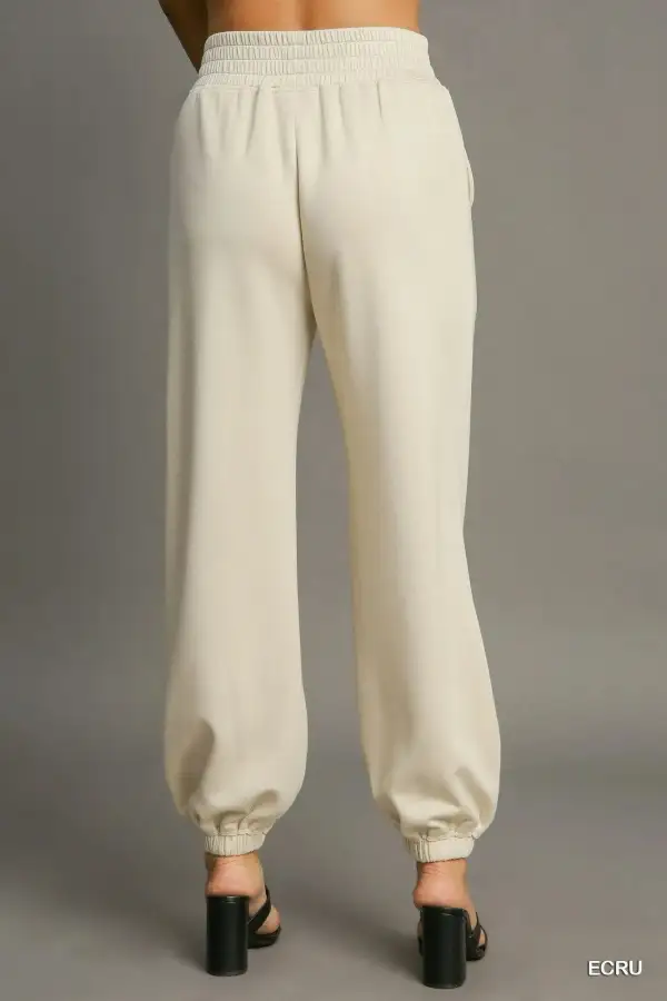 Drawstring Jogger Pants With Front Seam Detail