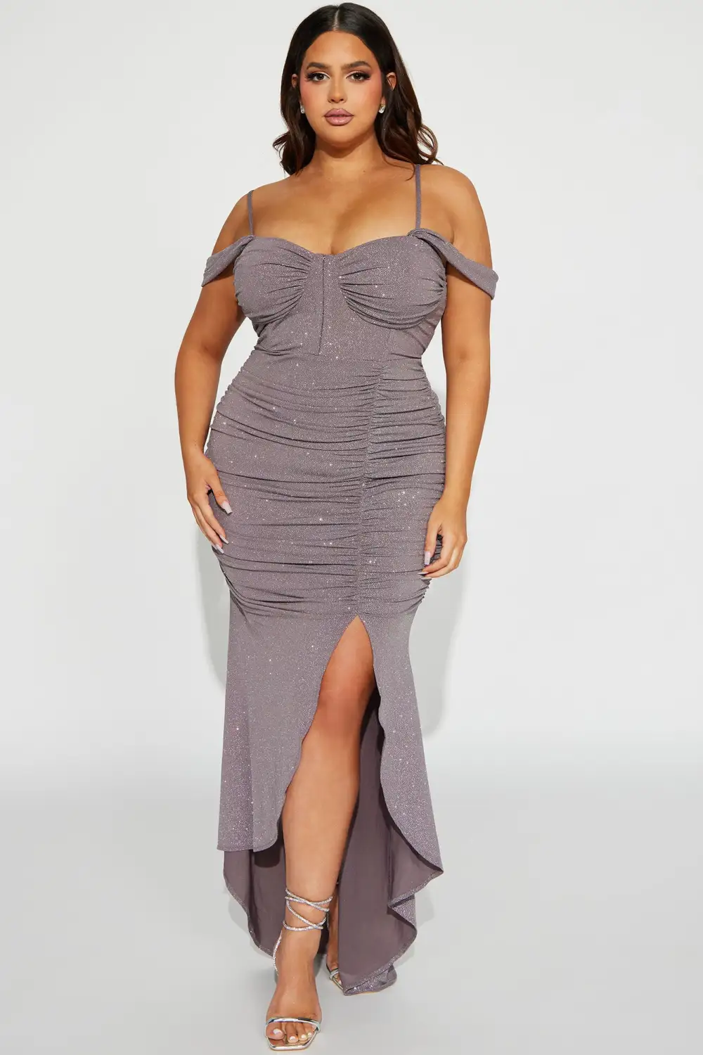 Jillian Glitter Maxi Dress - Purple